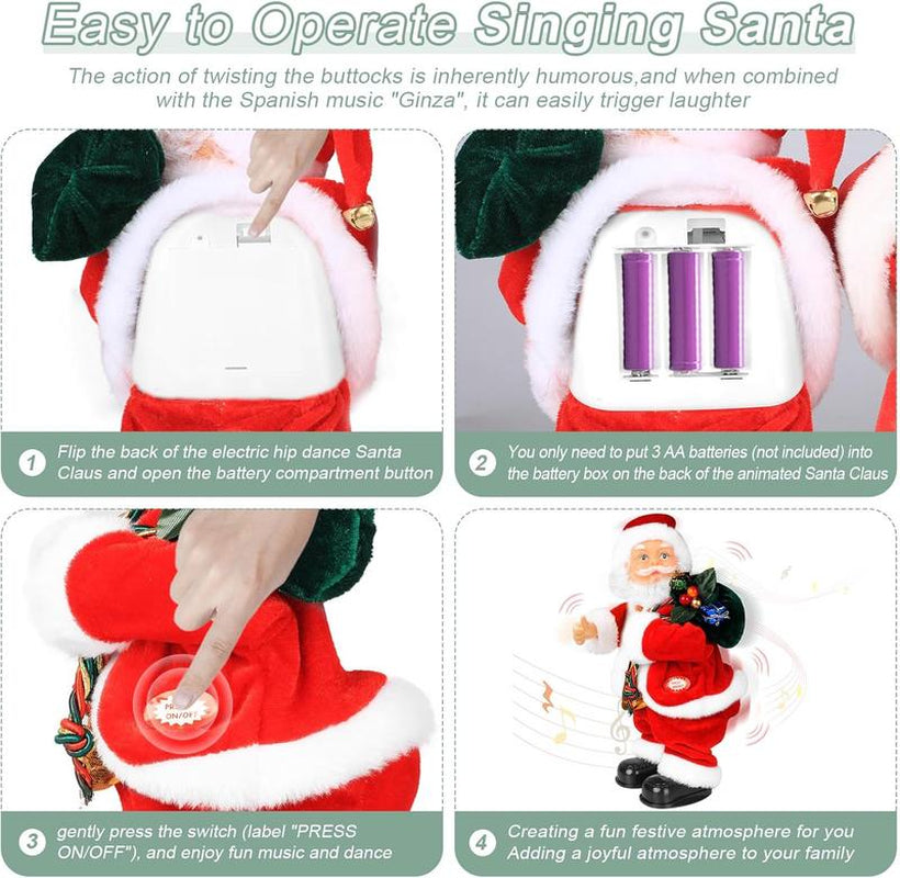 Singing Dancing Santa Plush Toy - Twerk Butt Design, Fun Christmas Party Decoration for Festive Gatherings