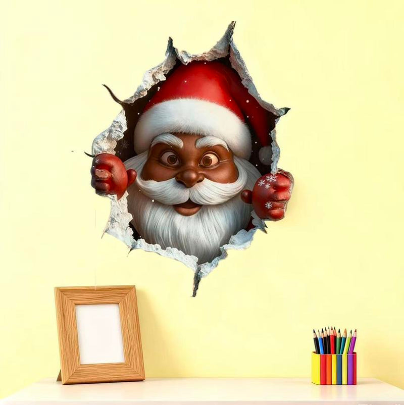 3PCS Christmas Wall Stickers Festive Break-Through Design for Holiday Home Décor Easy Application Versatile for Various Themes