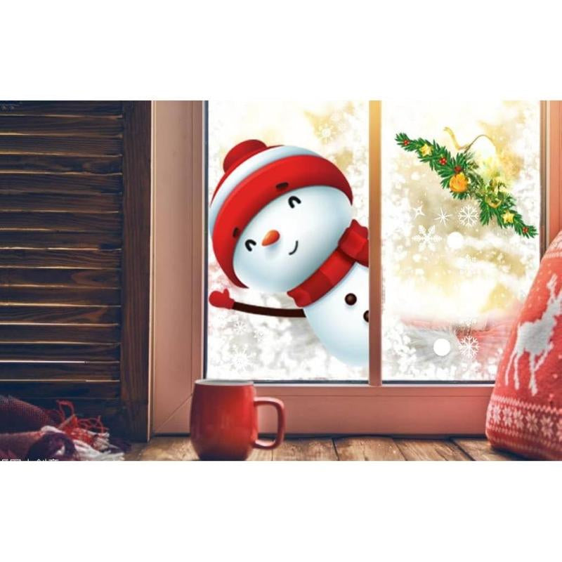 130PCS Christmas Decoratives Window Stickers, Holiday Snowflake Santa Claus Reindeer Stickers