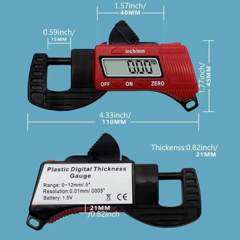 40JA High Accuracy Digital Thickness Gauge Meter with Auto Shut off Feature Perfect for Laboratory Research and Construction