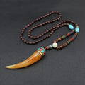 14 New Ethnic Handmade Nepal Necklace Buddhist Mala Wood Beads Pendant & Necklace Ethnic Horn Fish Long Jewelry for Women Men