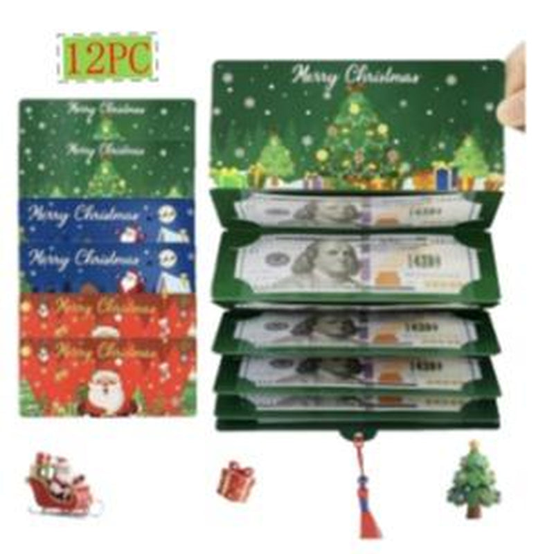 6 & 12 Pack Christmas Red Envelopes for Gift Cards – Festive Envelopes for Holiday Gifts, Santa & Snowflake Design, 6&12 Pack