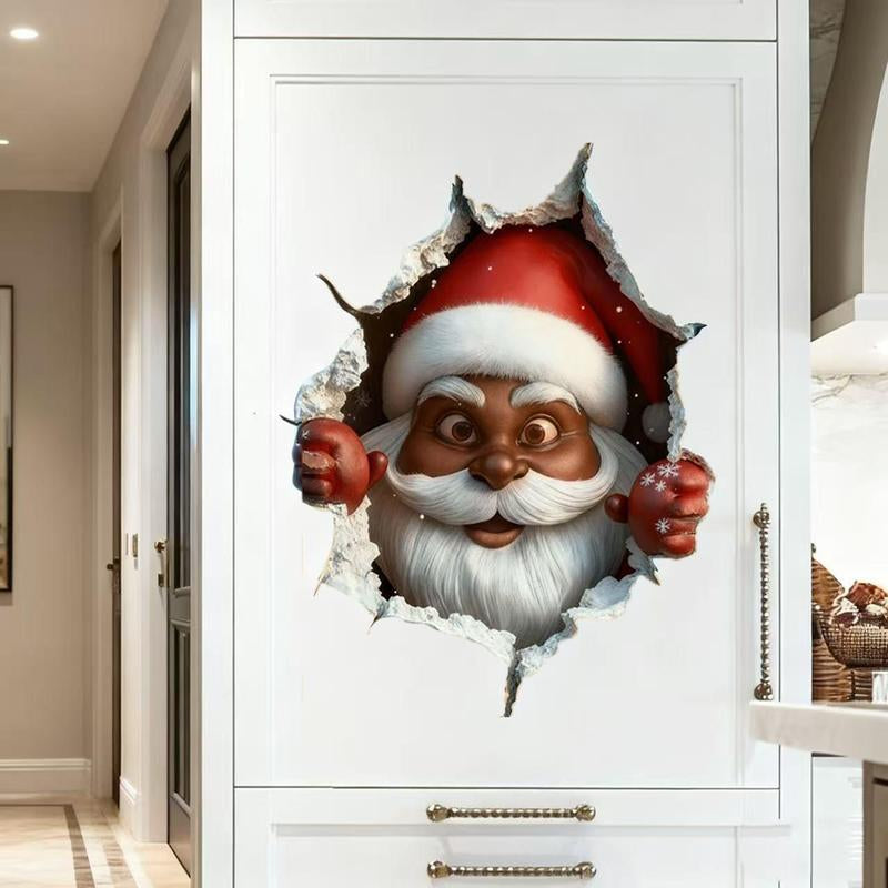 3PCS Christmas Wall Stickers Festive Break-Through Design for Holiday Home Décor Easy Application Versatile for Various Themes