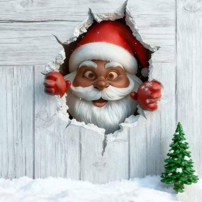 3PCS Christmas Wall Stickers Festive Break-Through Design for Holiday Home Décor Easy Application Versatile for Various Themes