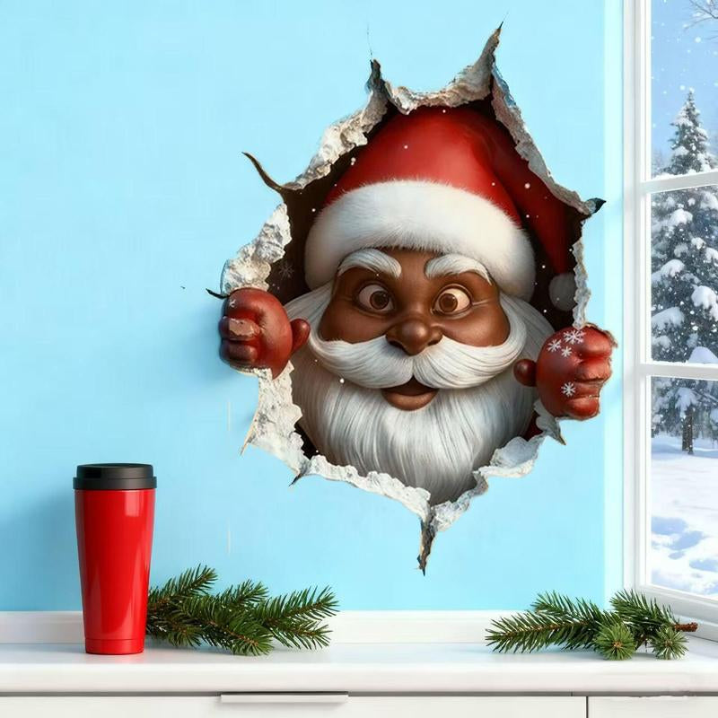 3PCS Christmas Wall Stickers Festive Break-Through Design for Holiday Home Décor Easy Application Versatile for Various Themes