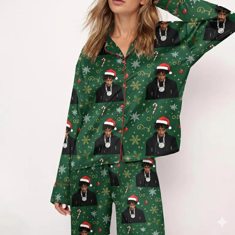 Collection Youngboyy Tour Masa Pajamas Never Broke Again Christmas Pajama Set Gift Satin Sleepwear Xmas Loungewear Couples Pjs Gift for Her