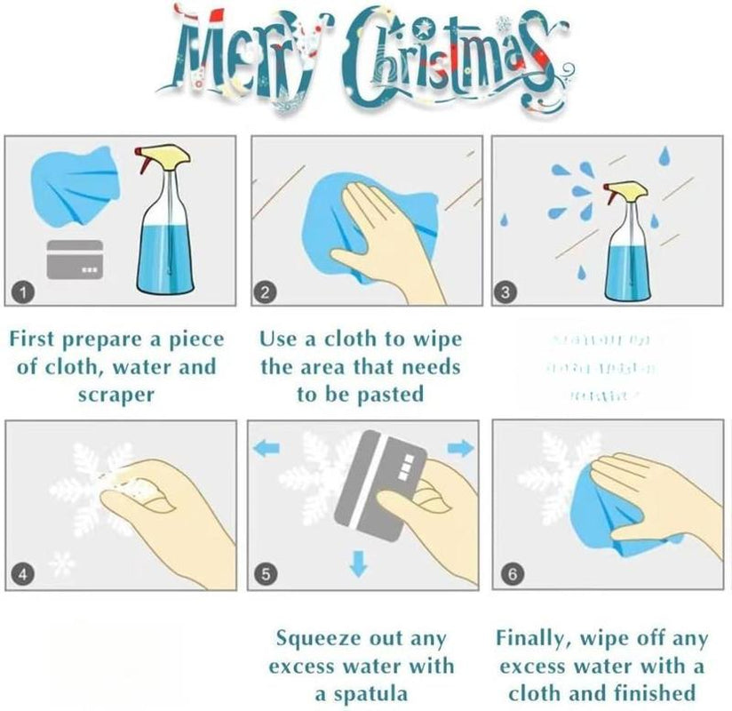 130PCS Christmas Decoratives Window Stickers, Holiday Snowflake Santa Claus Reindeer Stickers